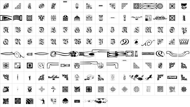 GriffinDingbats Regular  glyph index