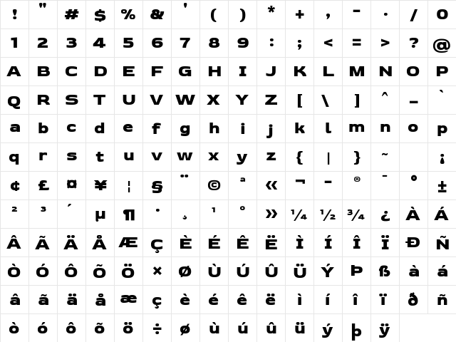 Dashboard Regular  glyph index