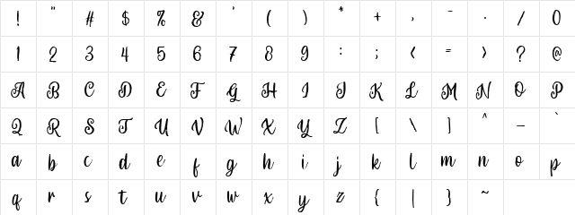LS Olive 01 Script DEMO 01 Script  glyph index