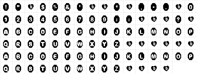 Peppermint Lump Regular  glyph index