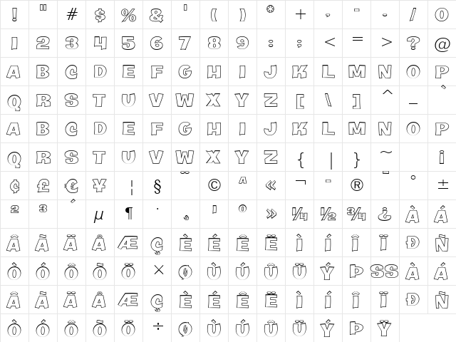Java Kick BTN Ext Out Regular  glyph index