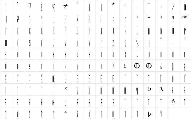 FZ BASIC 38 Normal  glyph index