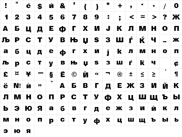 Mak_Hebar_Black Normal  glyph index