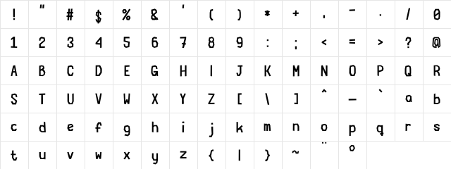 Cardboard-Cutout Cutout  glyph index