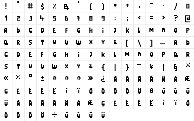 LazySunday Regular  glyph index