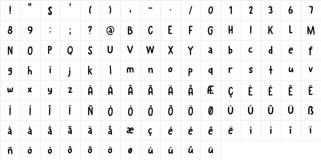 Kabouter DEMO Regular  glyph index