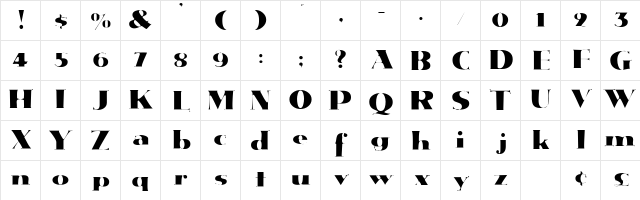 JanwoodSSK Regular  glyph index
