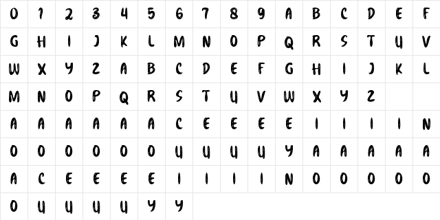 Hurry Before Gone Regular  glyph index