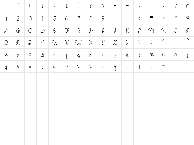Doodle Noodle Regular  glyph index