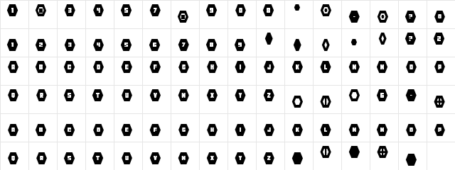 HeXkEy Solid Condensed Regular  glyph index
