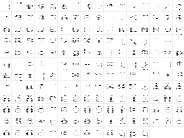 Telidon Ink Ex Regular  glyph index