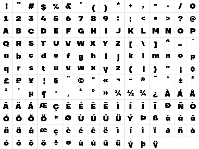 Willump Regular  glyph index