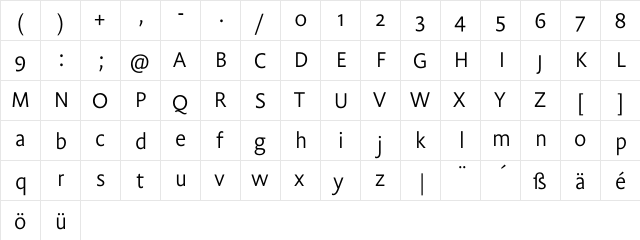 Flex Regular  glyph index