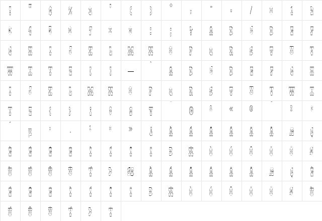 PepperwoodOutline Roman  glyph index