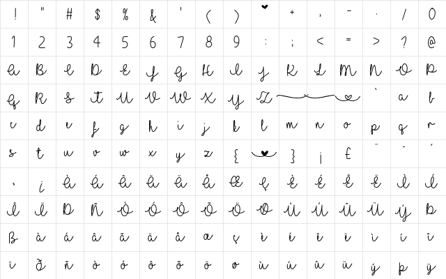 I Love Glitter Regular  glyph index