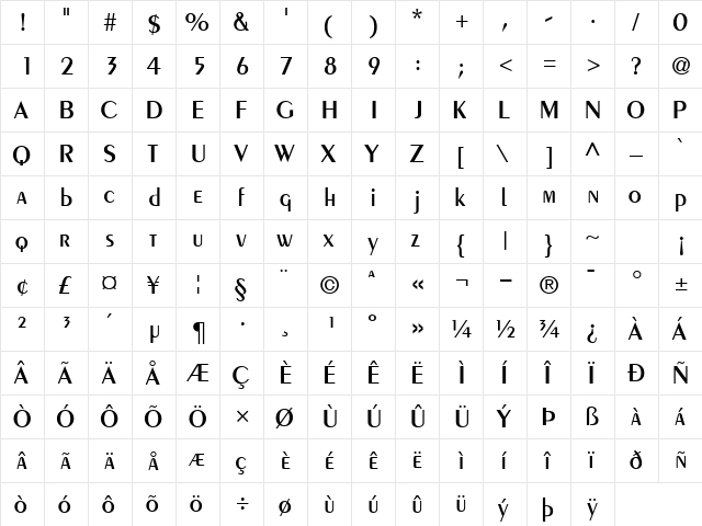 CremeSSK SemiBold  glyph index