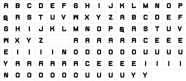 Fearcheer Demo Bold  glyph index