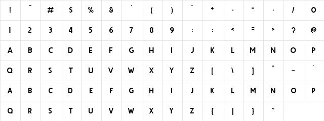 Premier Sans Regular  glyph index