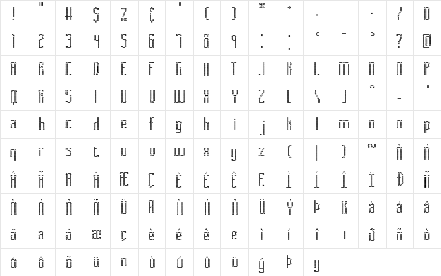 Fascii BRK Regular  glyph index