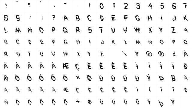 FZ WACKY 43 LEFTY Normal  glyph index