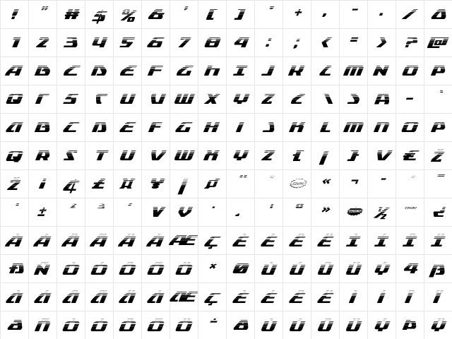 Global Dynamics Halftone Italic Italic  glyph index