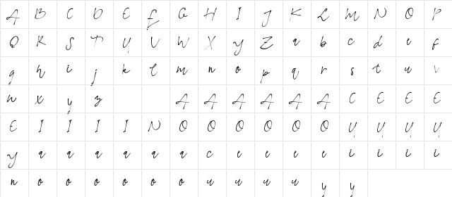 The Moyanka Demo Regular  glyph index