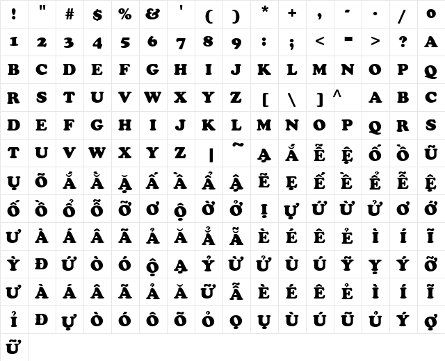 VI Thuy Tien Hoa Normal  glyph index