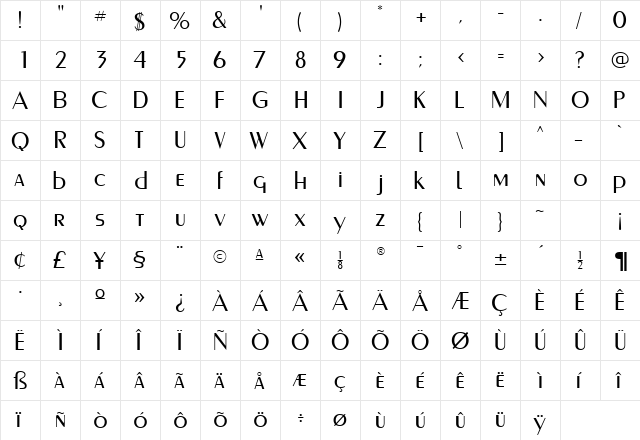 PaqueteLightSSK Regular  glyph index