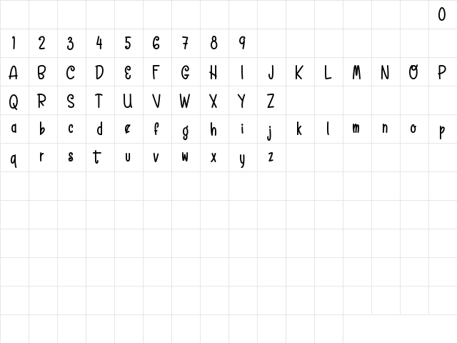 Chiffon Regular  glyph index