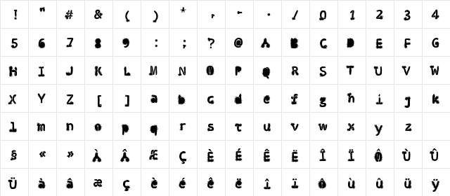 Penis Typography Black Regular  glyph index