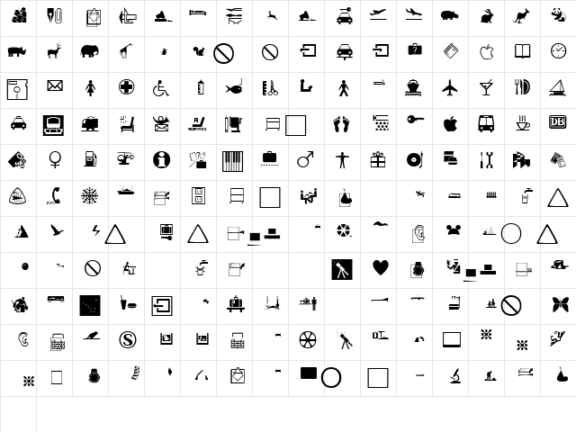 JournalDingbatsSevenSSi Regular  glyph index