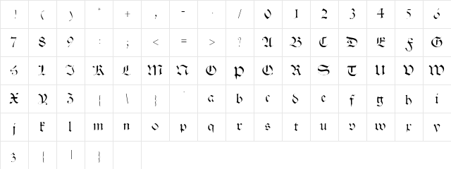 HalbrookeSSK Regular  glyph index