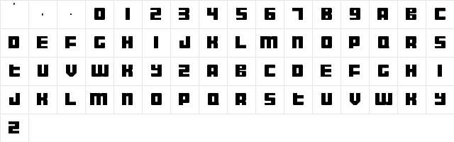 Display Gothic Regular  glyph index