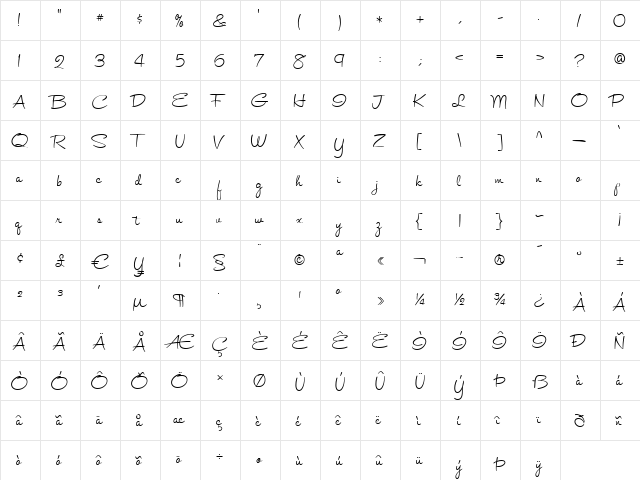 Refreshment Stand Regular  glyph index