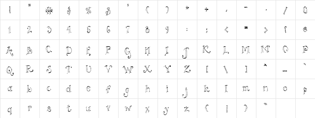 DJ Countrytime Regular  glyph index