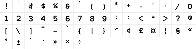 Beorc Gothic Bold  glyph index