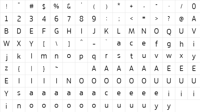 Jervinho Regular  glyph index