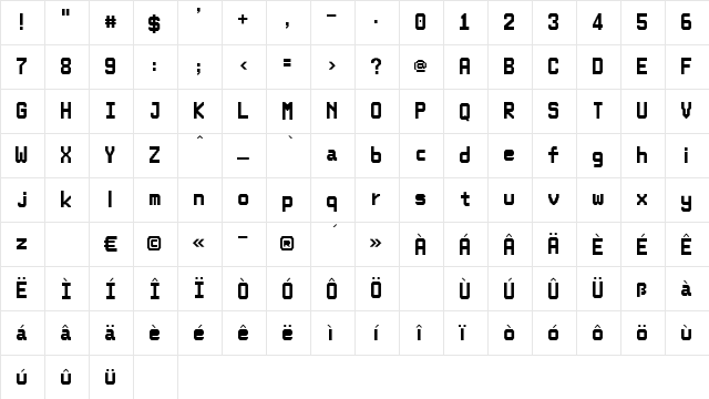 1st Sortie Regular  glyph index