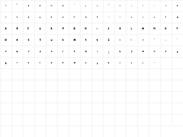 PixelNoise Regular  glyph index