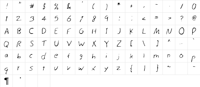 Evon Regular  glyph index