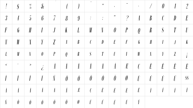 ImprimeurNouveauEF Obl  glyph index
