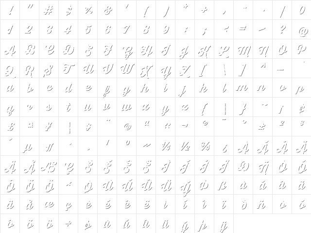 Thirsty Rough Reg Shd Bold  glyph index