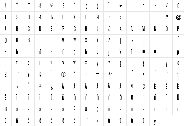 SchindlerBook Roman  glyph index