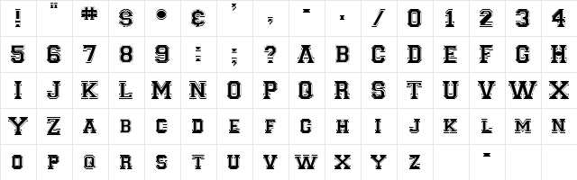 CLANCYB Regular  glyph index
