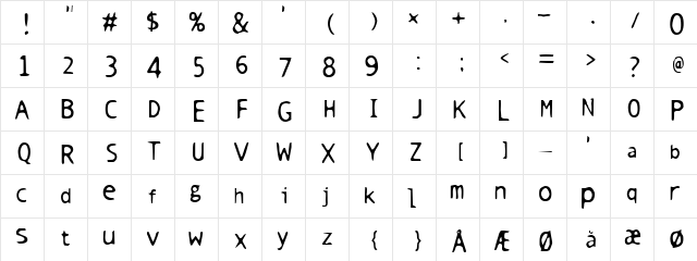 Warm milk Regular  glyph index