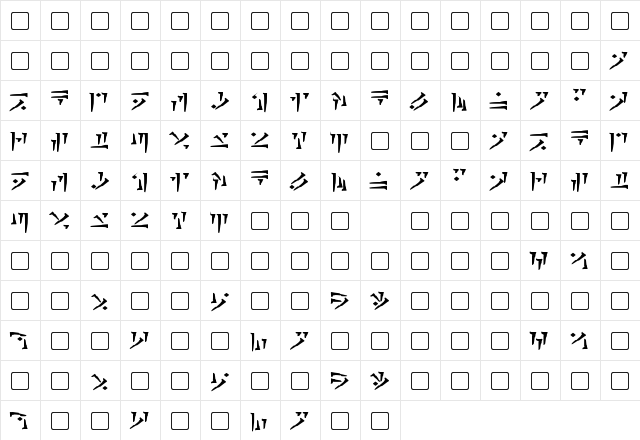 Dovahkiin Bold  glyph index