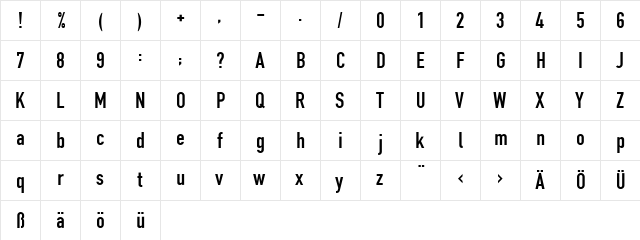 DIN1451EF Regular  glyph index