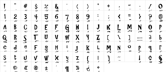 Gizmo Float Regular  glyph index