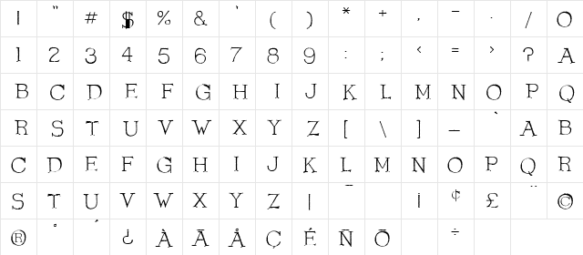Olduvai Regular  glyph index