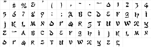 Jean Normal  glyph index